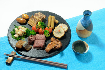 オードブルと日本酒