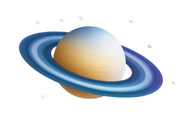 saturn with blue rings, vector illustration, white background