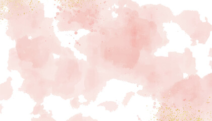 Modern abstract luxury wedding invitation templates with pastel pink watercolor, glitter gold, and...