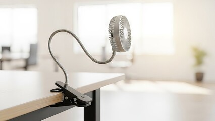 Flexible USB desk fan with clip mount for personal cooling