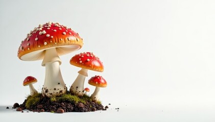 Spinning mushrooms, clean white backdrop, surreal composition , texture, organic, white