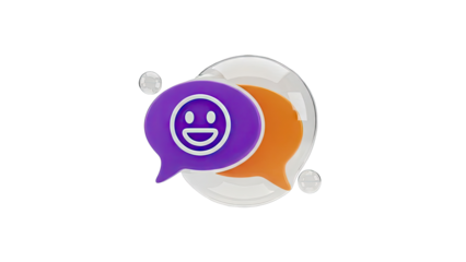 3D Chat Bubbles with Smiley Face Icon
