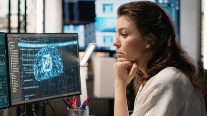 Real estate developer uses advanced AI and neural network technology for interior design and building layout, structural analysis and site preparation. Innovation and deep learning.