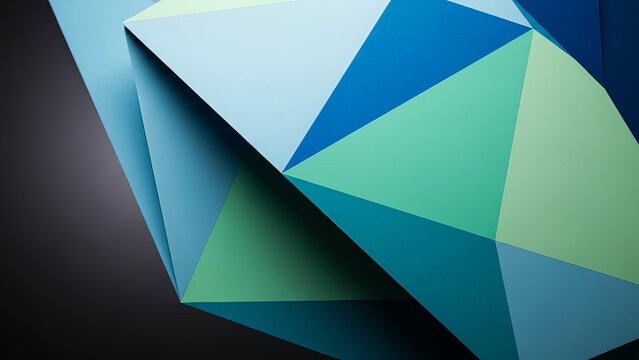 Geometric Abstract Sculpture in Blues and Greens - Powered by Adobe