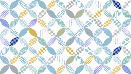 冬の季節の彩り和柄背景イラスト