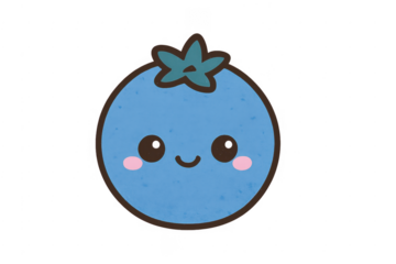 Cute blueberry fruit character smiling and happy