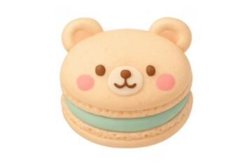Cute bear shaped macaron sweet dessert transparent background
