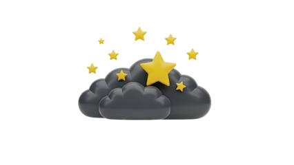3D Render of Dark Clouds with Yellow Stars
