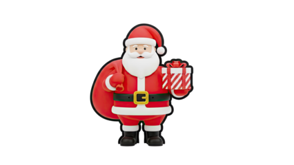 3D Santa Claus with Sack and Gift