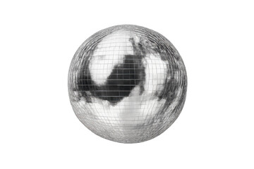 Fototapeta premium Silver disco ball spinning creating festive reflections, symbolizing celebration, party, and retro nightlife fun