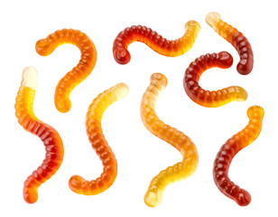 Fototapeta premium Gummy Worms: Colorful Candy Treat on Black Background