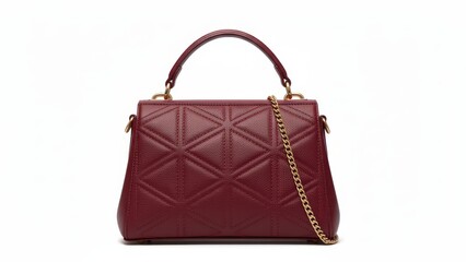 Naklejka premium Elegant quilted handbag in a rich burgundy color with a golden chain strap