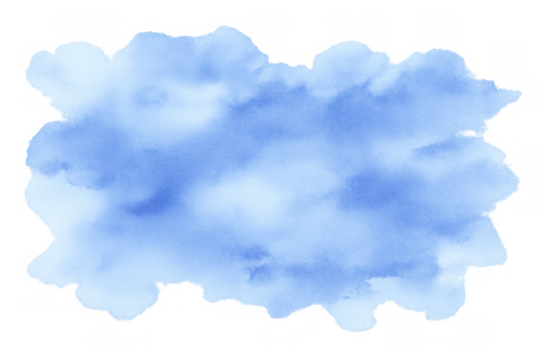 Blue watercolor splash creating an abstract soft cloud shape with light textured background, transparent - Powered by Adobe