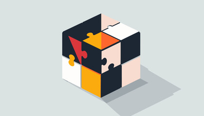 Jigsaw Puzzle Cube, Problem Solving Concept