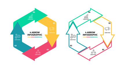 Vector arrow element for infographic set. Template for cycling diagram, graph, presentation. Business concept with 4 options, parts, steps or processes. vector eps