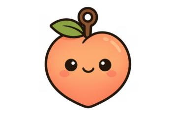 Kawaii smiling peach heart cartoon character mascot