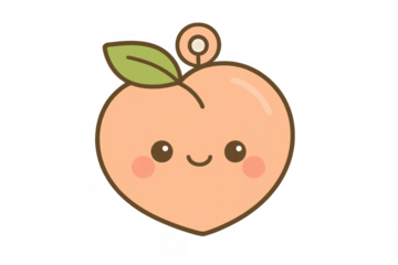 Kawaii smiling peach fruit charm illustration
