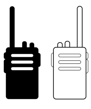 Ilustraci&oacute;n vectorial de dos radios. Icono de comunicaci&oacute;n con estilo minimalista en blanco y negro.  