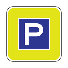 Professional Blue and Yellow Parking Zone Sign - High Visibility Square Vector Traffic Information Graphic