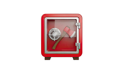 Red Safe with Axe Inside