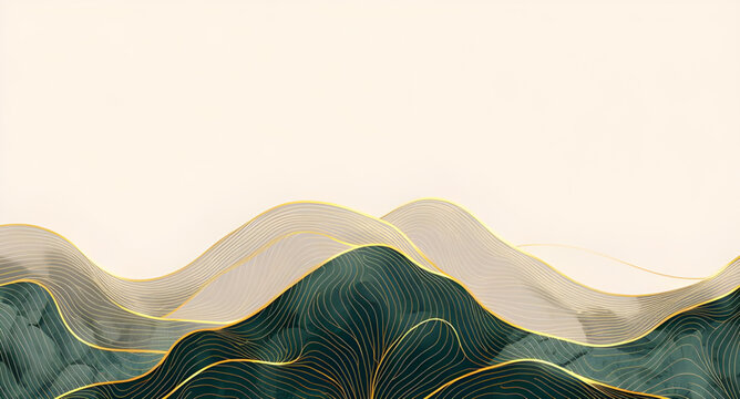 luxury, abstract, background, green, gold, emerald, metallic, wavy, wave, layers, flowing, elegant, premium, rich, classy, modern, design, texture, pattern, gradient, curves, lines, shine, glossy, gla