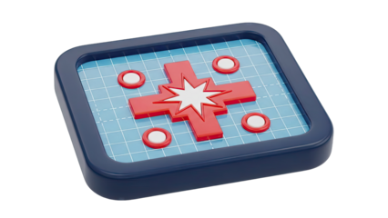 3D Medical Cross and Target Icon