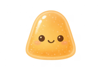 Orange gummy drop candy with smiling face