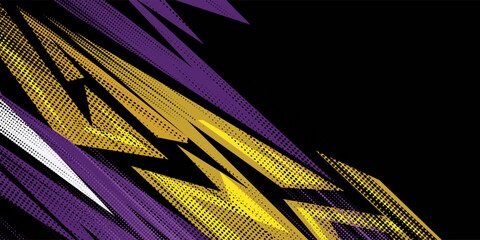 Abstract yellow and purple geometric stripes racing background