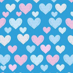 watercolor hearts pattern in soft blue and pink tones. Romantic hand painted background perfect for love themes, scrapbooking, wrapping paper, and greeting card designs.