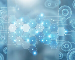 Background technology abstract design digital modern concept glow hexagon pattern connects bio cell network in soft blue light futuristic innovation Abstract technology background concept