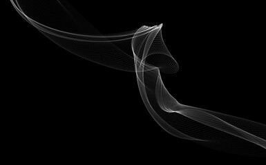 Dark abstract background with a glowing abstract waves