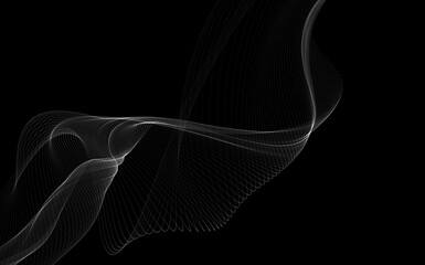 Dark abstract background with a glowing abstract waves
