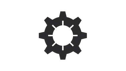 Vector illustration of a simple mechanical gear cog settings symbol on transparent background
