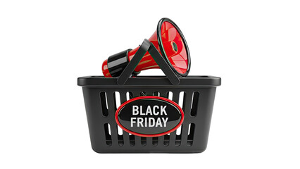 Black Friday Shopping Basket with Megaphone