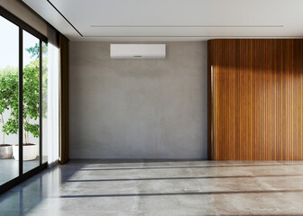 large luxury modern bright interiors room with air conditioning mockup illustration 3D rendering
