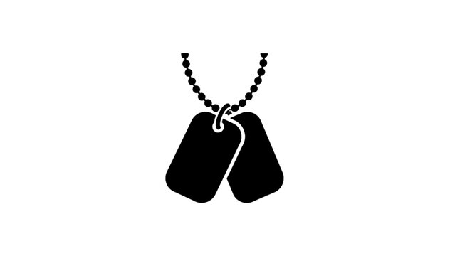 Vector illustration of military dog tags on chain, remembrance symbol, on transparent background