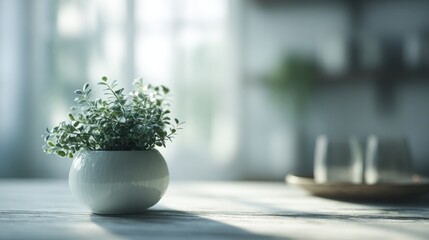 Fresh plant in minimalist interior bringing serene botanical accent