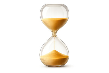 Hourglass with sand flowing measuring passing time, concept of countdown, urgency, deadline, and limited duration