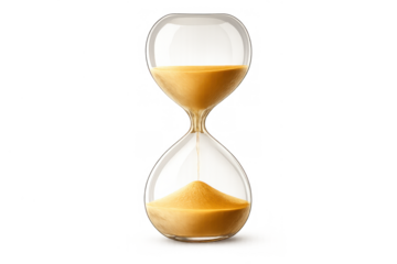 Hourglass with sand flowing measuring passing time, concept of countdown, urgency, deadline, and limited duration