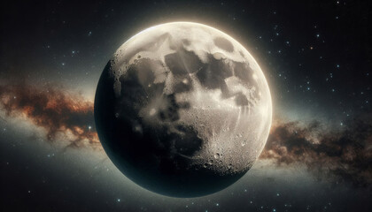 Obraz premium AI generated image: Detailed view of the Moon showing craters and surface texture floating in deep space