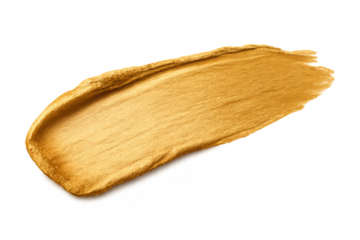 Gold metallic paint smear creating a luxurious textured art brush stroke on a transparent background
