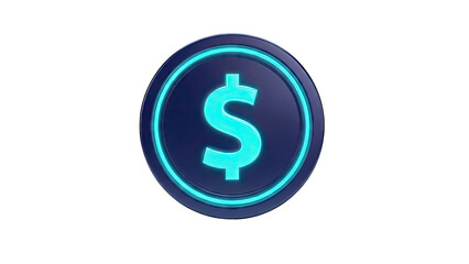 Obraz premium 3D Blue Dollar Coin with Neon Glow