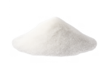 White powder pile forming conical shape, granular texture, natural seasoning ingredient, transparent background