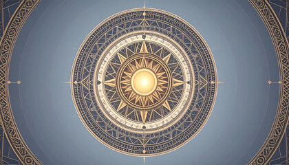 Ornate golden mandala disc with symmetrical details. Elegant spiritual and decorative symbol suitable for luxury design, meditation visuals, and sacred geometry concepts.