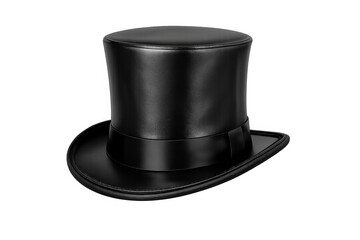Black leather top hat showcasing vintage formal style and fashion accessory for elegant costume or magic show