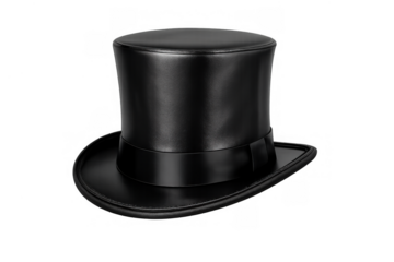 Black leather top hat showcasing vintage formal style and fashion accessory for elegant costume or magic show