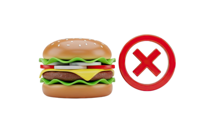 Burger with Red X Symbol