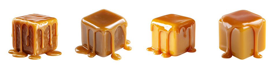 Obraz premium Caramel cubes melting in different stages