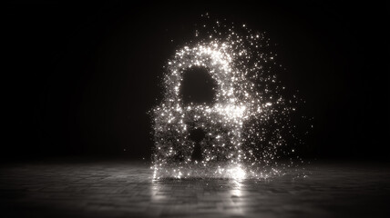 A luminous padlock formed by white particles representing digital privacy protection, encrypted information and secure online communication concept.
