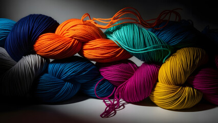 Artistic intertwined yarn knots with vibrant weaving patterns